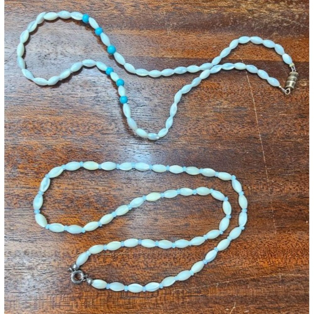 Lot of 2 Mother of Pearl Beaded Necklaces